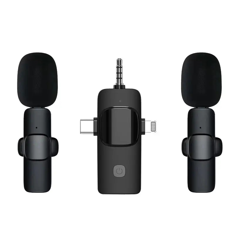 3in1 dual Wireless Lavalier Microphone Noise Cancelling Live Streaming Recording Video Camera Microphone